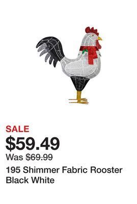 Tractor Supply Company Shimmer fabric rooster black white offer