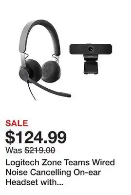 Logitech zone teams wired noise cancelling on-ear headset with c925e webcam - video conferencing kit (logitech c925e webcam, 