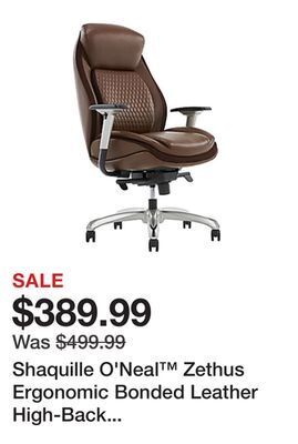 Office Depot Shaquille o'neal™ zethus ergonomic bonded leather high-back executive chair, brown offer