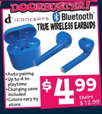 Ollie's Iconcepts true wireless earbuds offer