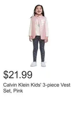 Costco Calvin klein kids' 3-piece vest set, pink offer