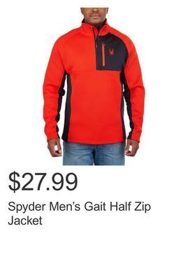 Costco Spyder men's gait half zip jacket offer
