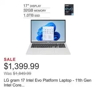 Costco Lg gram 17 intel evo platform laptop - 11th gen intel core i7-1195g7 - 2560 x 1600 - windows 11 offer