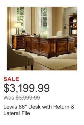 Costco Lewis 66" desk with return & lateral file offer