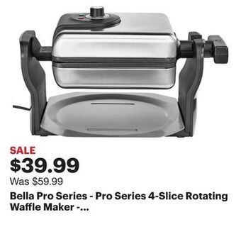 Best Buy Bella pro series - pro series 4-slice rotating waffle maker - stainless steel offer