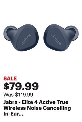 Best Buy Jabra - elite 4 active true wireless noise cancelling in-ear headphones - navy offer