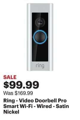 Best Buy Ring - video doorbell pro smart wi-fi - wired - satin nickel offer