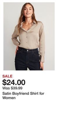 Old Navy Satin boyfriend shirt for women offer