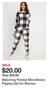 Old Navy Matching printed microfleece pajama set for women offer
