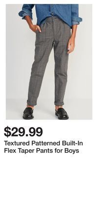 Old Navy Textured patterned built-in flex taper pants for boys offer