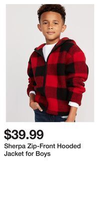 Old Navy Sherpa zip-front hooded jacket for boys offer