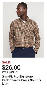 Old Navy Slim-fit pro signature performance dress shirt for men offer