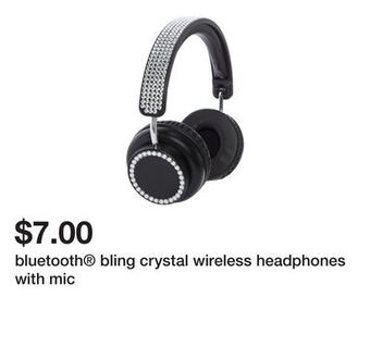 Five Below Bluetooth® bling crystal wireless headphones with mic offer