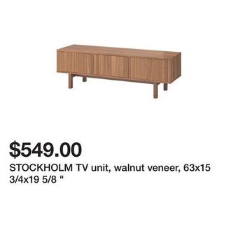 Ikea Stockholm tv unit, walnut veneer, 63x15 3/4x19 5/8 " offer