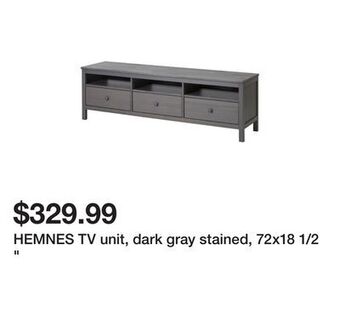 Ikea Hemnes tv unit, dark gray stained, 72x18 1/2 " offer