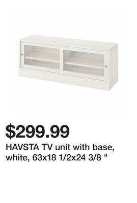 Ikea Havsta tv unit with base, white, 63x18 1/2x24 3/8 " offer