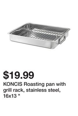 Ikea Koncis roasting pan with grill rack, stainless steel, 16x13 " offer