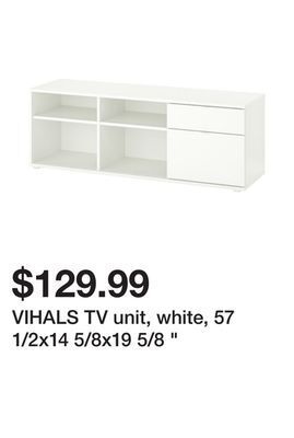 Ikea Vihals tv unit, white, 57 1/2x14 5/8x19 5/8 " offer