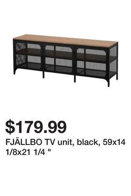 Ikea Fjällbo tv unit, black, 59x14 1/8x21 1/4 " offer