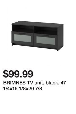 Ikea Brimnes tv unit, black, 47 1/4x16 1/8x20 7/8 " offer