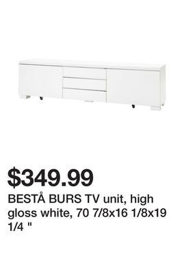 Ikea Bestå burs tv unit, high gloss white, 70 7/8x16 1/8x19 1/4 " offer