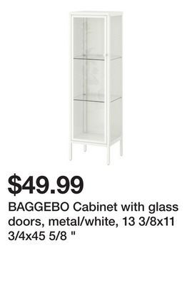 Ikea Baggebo cabinet with glass doors, metal/white, 13 3/8x11 3/4x45 5/8 " offer