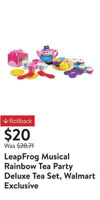 Walmart Leapfrog musical rainbow tea party deluxe tea set, walmart exclusive offer