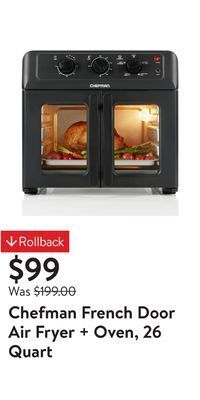 Walmart Chefman french door air fryer + oven, 26 quart offer