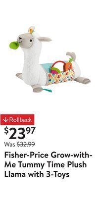 Walmart Fisher-price grow-with-me tummy time plush llama with 3-toys offer
