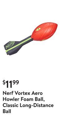 Walmart Nerf vortex aero howler foam ball, classic long-distance ball offer