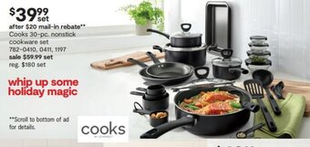 JC Penney Cooks 30-pc. nonstick cookware set offer