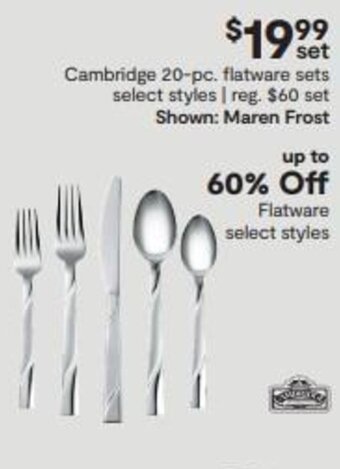 JC Penney Cambridge 20-pc. flatware sets offer