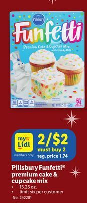 Lidl Pillsbury funfetti® premium cake & cupcake mix offer