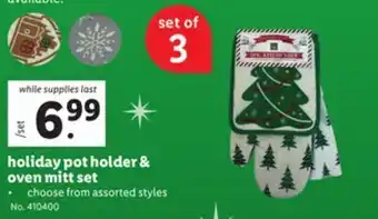 Lidl Holiday pot holder & oven mitt set offer