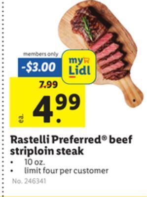 Lidl Rastelli preferred® beef striploin steak offer
