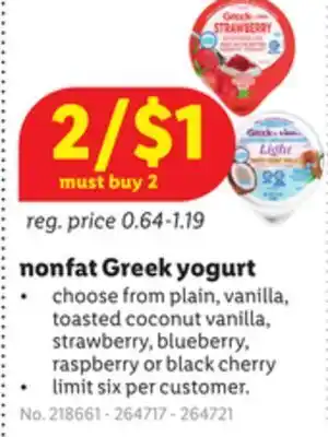 Lidl Nonfat greek yogurt offer
