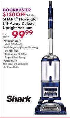 Boscov's Shark® navigator lift-away deluxe upright vacuum offer