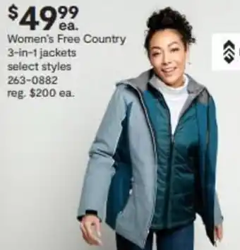 JC Penney Women's Free Country 3-in-1 jackets offer