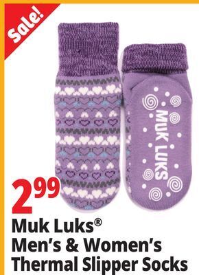 Ocean State Job Lot Muk luks® men's & women's thermal slipper socks offer