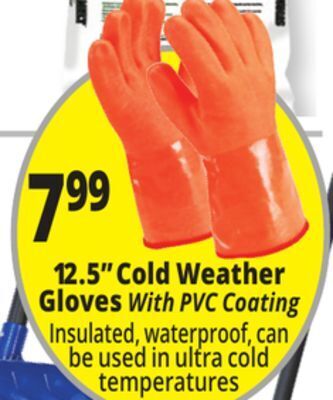 Ocean State Job Lot 12.5" cold weather gloves with pvc coating offer