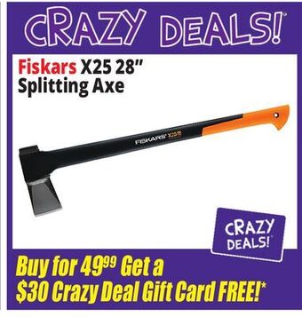 Ocean State Job Lot Fiskars x25 28" splitting axe offer