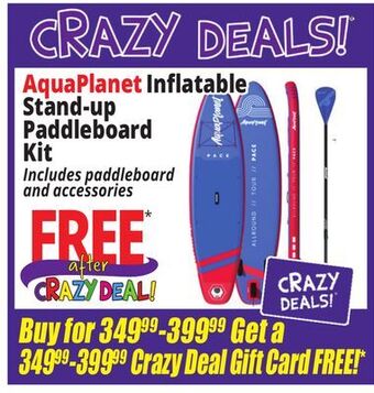 Ocean State Job Lot Aquaplanet inflatable stand-up paddleboard kit offer