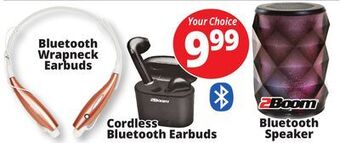 Ocean State Job Lot Bluetooth wrapneck earbuds, cordless bluetooth earbuds, bluetooth speaker offer