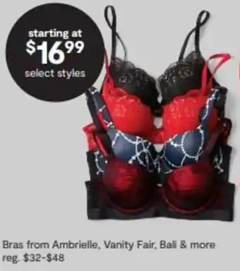 JC Penney Bras from Ambrielle, Vanity Fair, Bali & more offer
