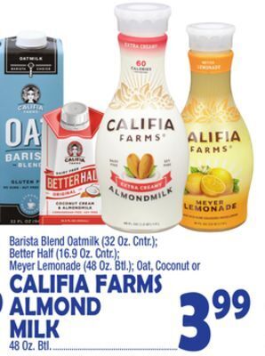 Bravo Supermarkets Califia farms almond milk 48 oz. btl offer