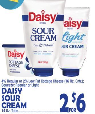Bravo Supermarkets Daisy sour cream 14 oz. tube offer
