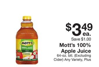 Fairway Store Market Mott's 100% apple juice offer
