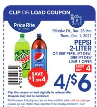 Price Rite Pepsi 2-liter offer