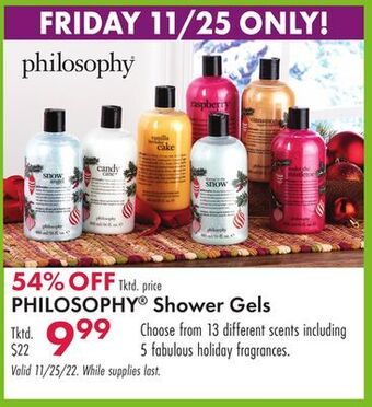 Boscov's Philosophy® shower gels offer