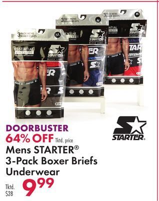 Boscov's Mens starter® 3-pack boxer briefs underwear offer